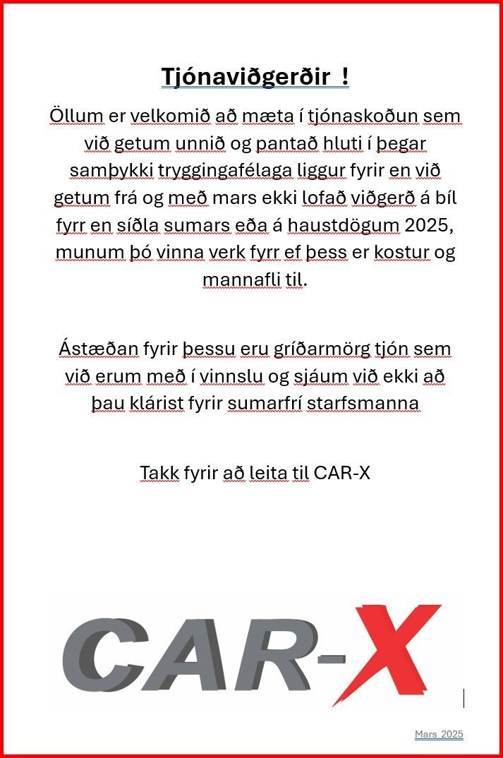 Tjónaviðgerðir - Tími í viðgerð