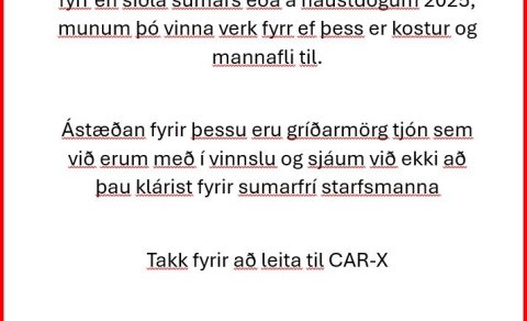 Tjónaviðgerðir - Tími í viðgerð